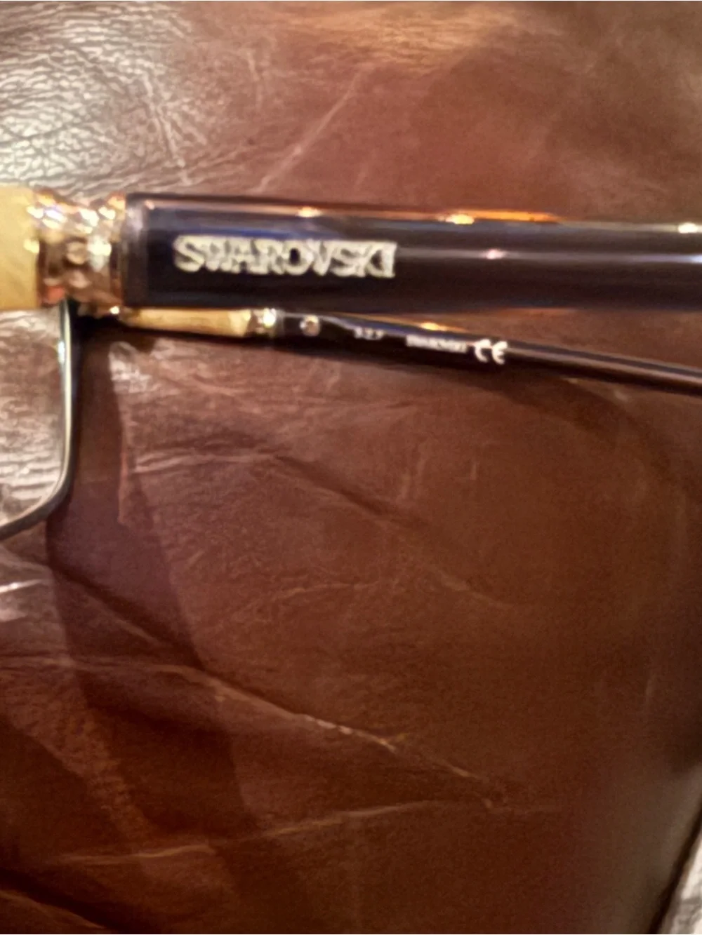 Swarovski Dark Royal Blue Frame Women's Eyeglasses with Ivory Stone and Crystals